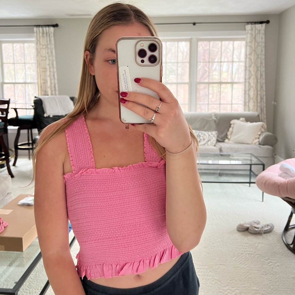 cotton candy la pink ruched top size small